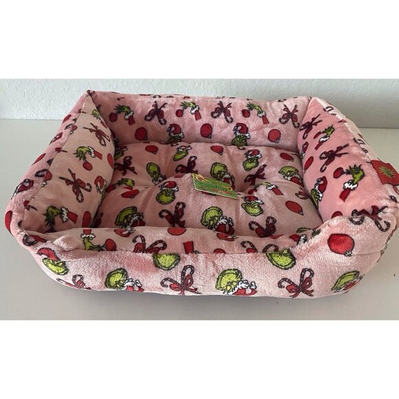 Dr. Seuss Grinch Small Dog Cat Pet Cozy Cuddler Bed Pink Christmas Ornaments NEW - Picture 11 of 15